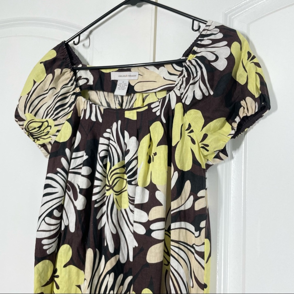 Chelsea & Theodore 100% Linen Floral Cap Sleeves Dress size 8 - Picture 8 of 11